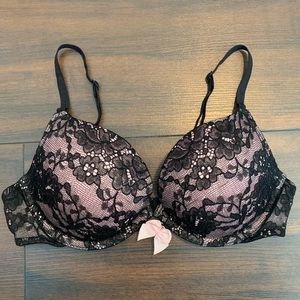 Victoria's Secret Sexy Little Things Light Pink & Black Lace Bra